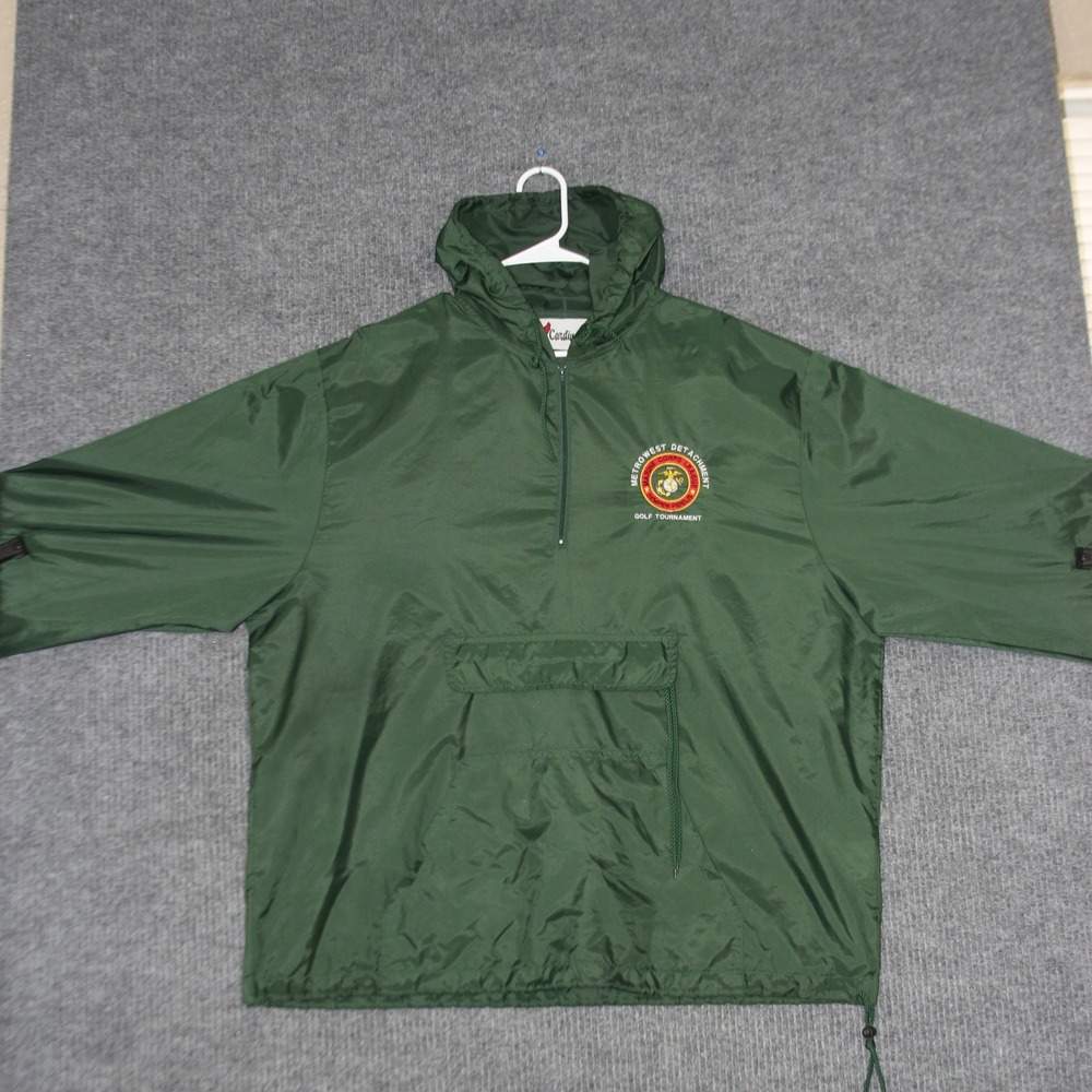 VTG Cardinal Anorak Windbreaker Jacket Mens XL Green Marine Corps League Golf